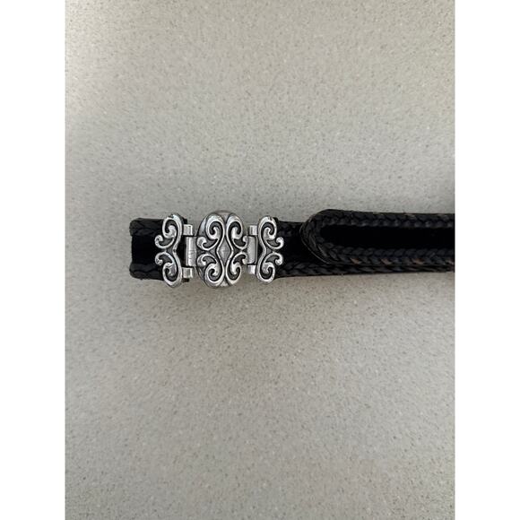 Y2K Coldwater Creek Woven Leather Suede Big Buckle Silver Floral Belt Small - Picture 3 of 6